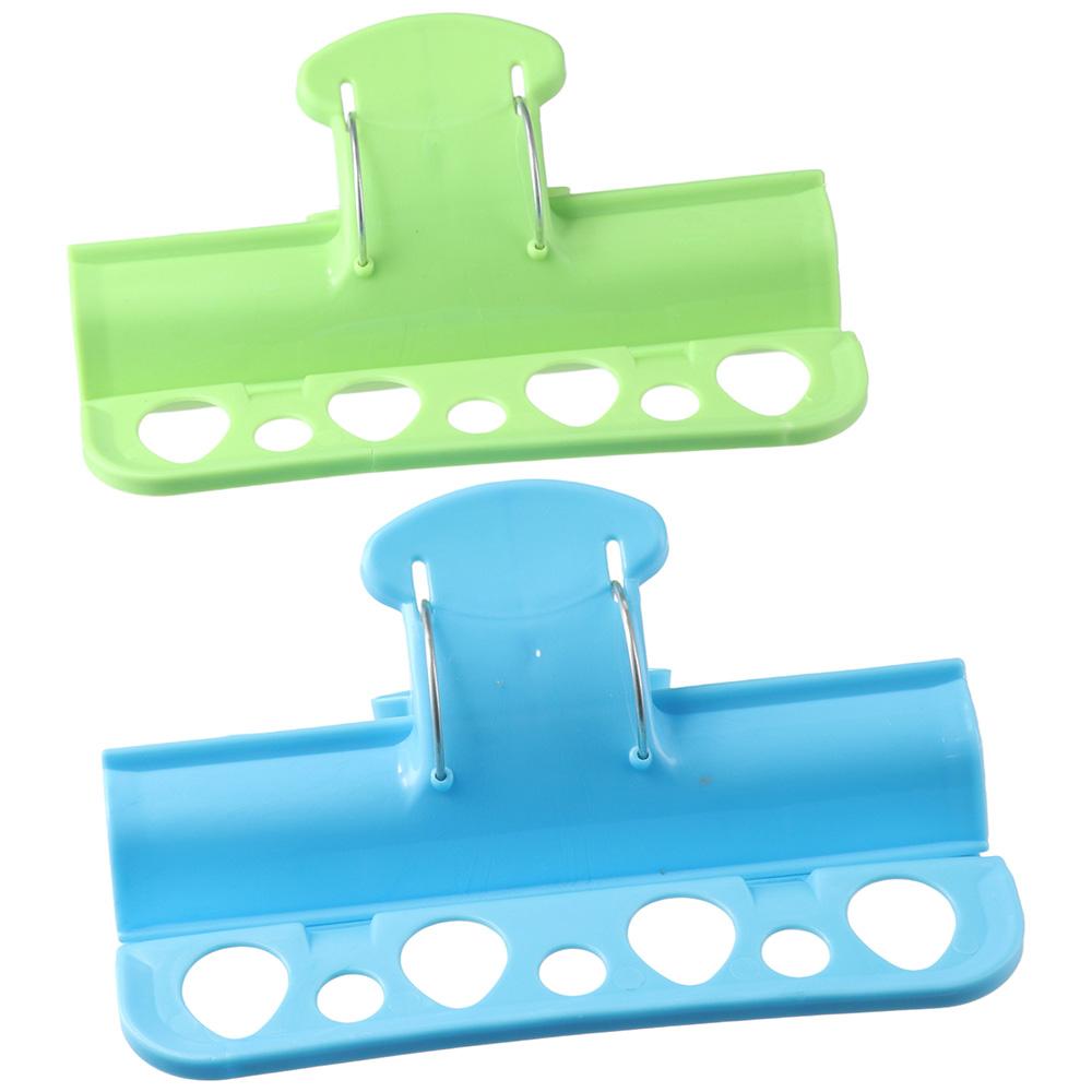 2 PCS Durable Multi-functional Large Clothes Pins with Hole Plastic Lightweight Windproof Clips Blue Green Clothes Drying Rack Apartment