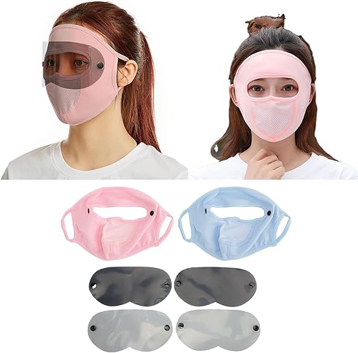 Ice Silk Face Mask UV guardion Womens Sunscreen Face Veil with Black Eye guardor Sheets, Full Face Mask