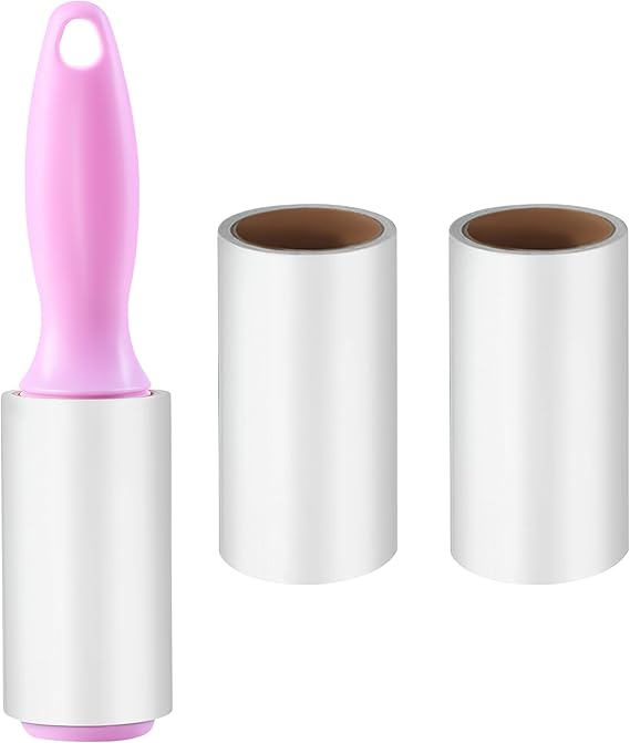 Lint Roller Remover Hair Kit Extra Sticky Reusable Lint Remover-1 Durable Handle+ 1 Refills (40 Sheets),Fluff Brush for Clothes/Furniture/Bed/Car/Dog Cat Hair/Carpet/Dust