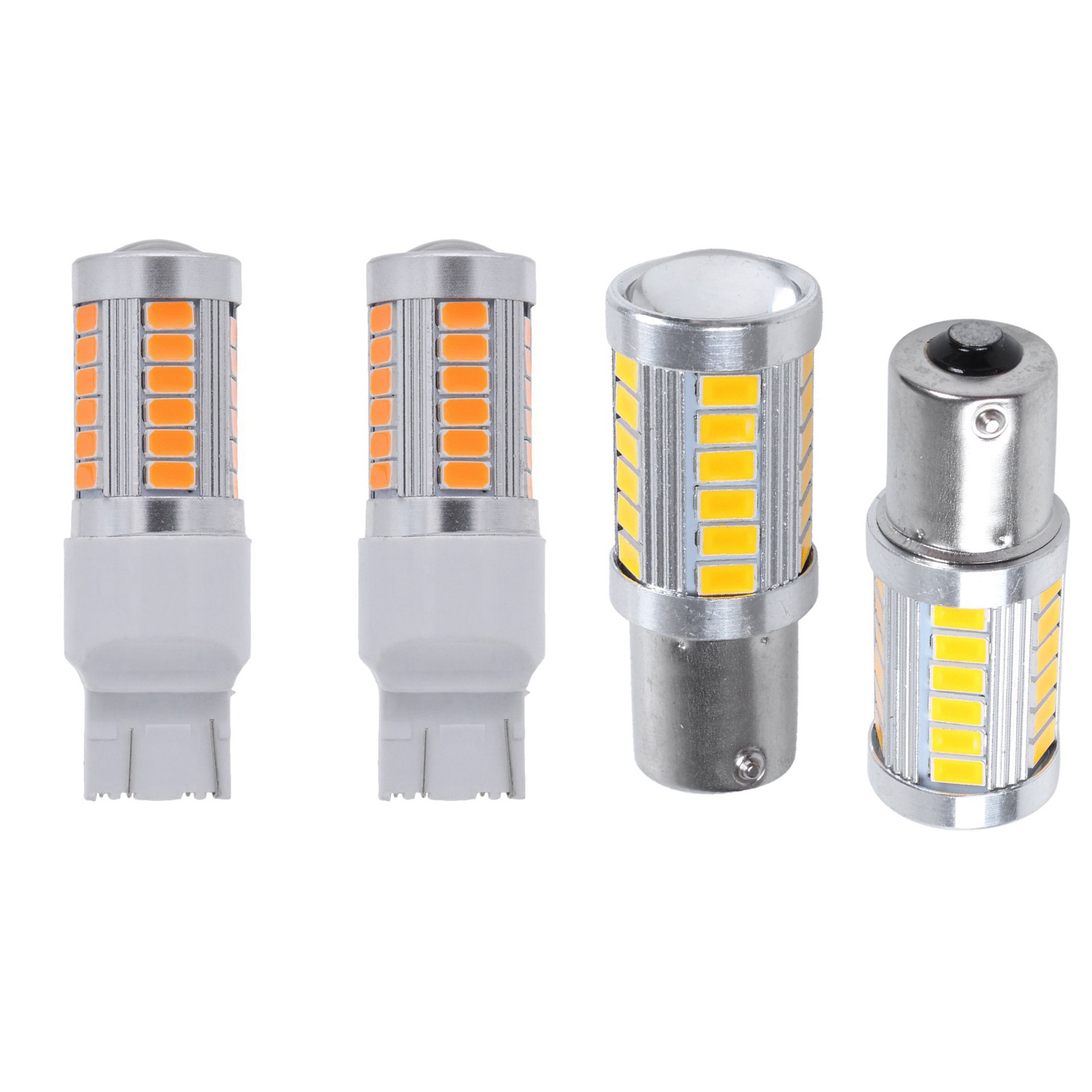OYPFXMI 4 Pcs Amber Led 33 SMD Car Tail Turn Brake Reverse Signal Bulb Y, 2Pcs 7443 T20 & 2Pcs 1156PY BAU15S PY21W