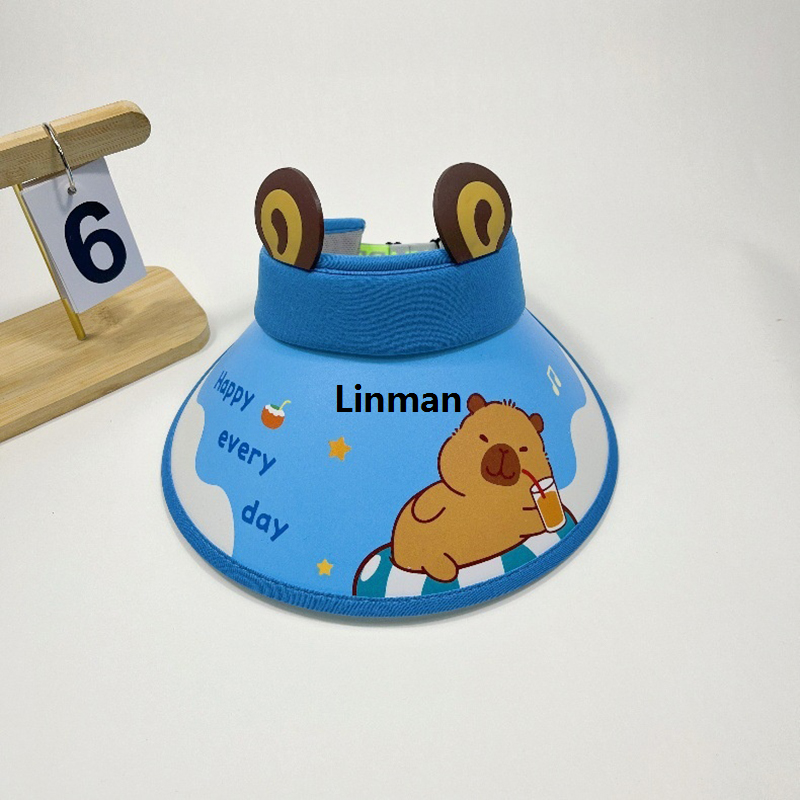 Linman 1Pc Cute Cartoon Capybara Summer Children Sunscreen Visor EmptSpecial y Top Hat Beach Outdoor Folding Sunhats Kids Hats For Boy Girl