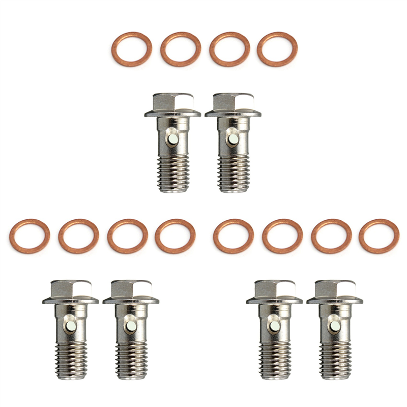 6X Stainless M10 X 1.25 Banjo Bolts Brake Master Cylinder Screw Brake Hose Caliper Bolt Hydraulic Clutch Screw