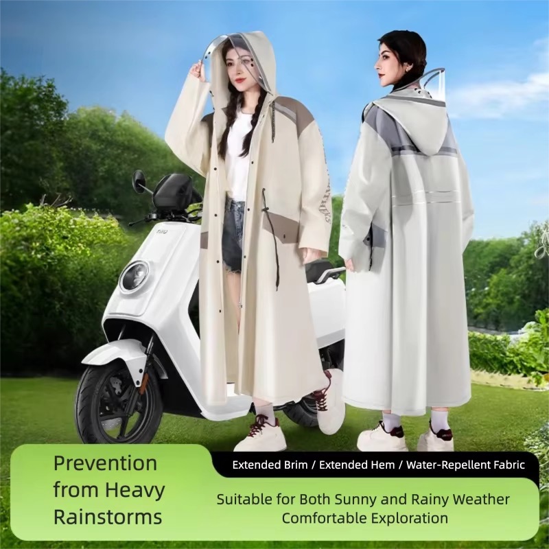 Fashion Raincoat for Women Men EVA Hooded Waterproof Rain Jacket Lightweight Outdoor Travel Rain Coat with Reflective Strip Plus Size up to 3XL