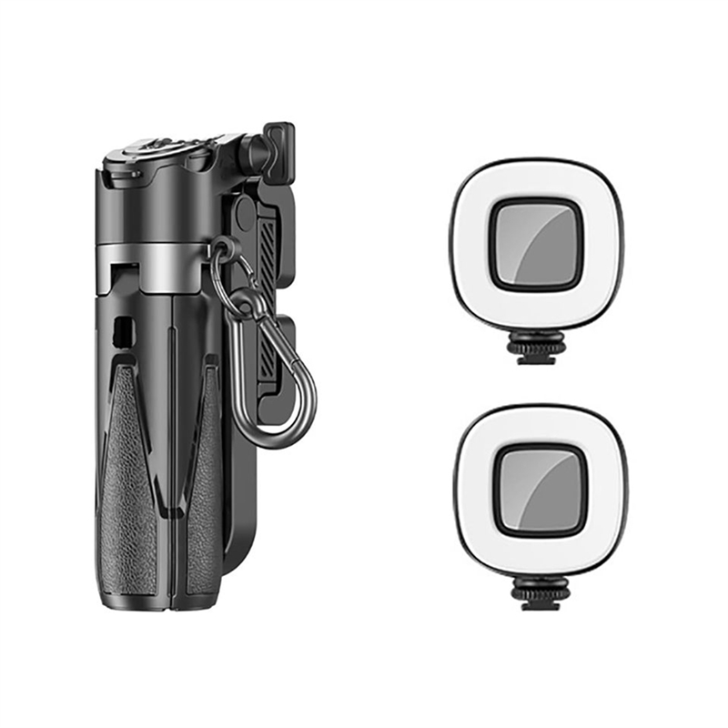 Extendable P15 Mini Selfie Stick Tripod for Vlog Photography, Includes Detachable Remote and 2 Integrated Lights