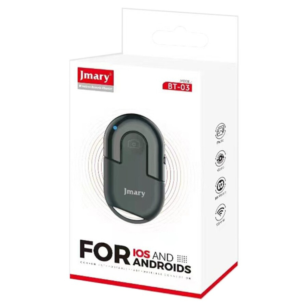 Jmary BT-03 Wireless Selfie Remote Control | Bluetooth Camera Shutter Button for Smartphones | Hands-Free Photo & Video Remote | Compatible with Android & iOS | Portable Selfie Stick & Tripod Remote