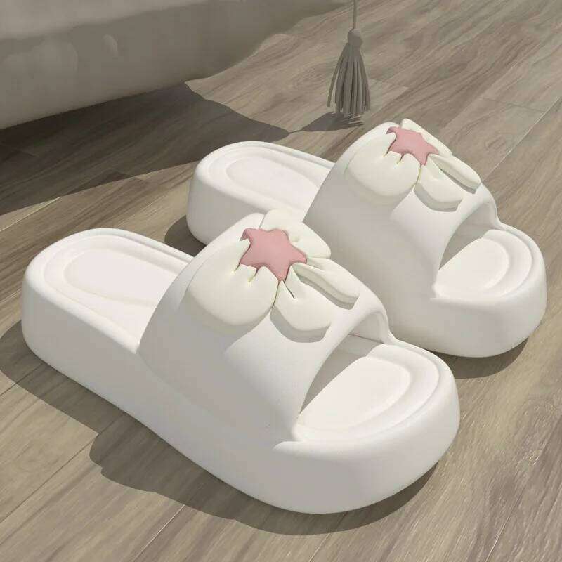 Casual Platform Slippers Women Home Summer Cute Bow Designer Shoes Girl Flats Popular Footwear House Thick Bottom