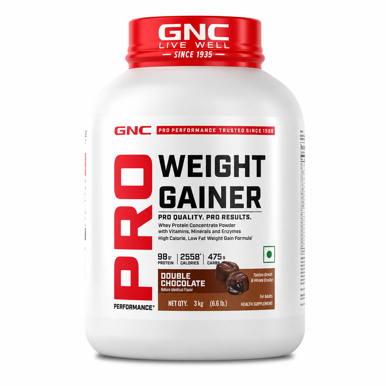 GNC Weight Gainer 3Kg (30 Serving) With 98g High Protein, 475g Carbs & 2558 Calories For Healthy Body Gains