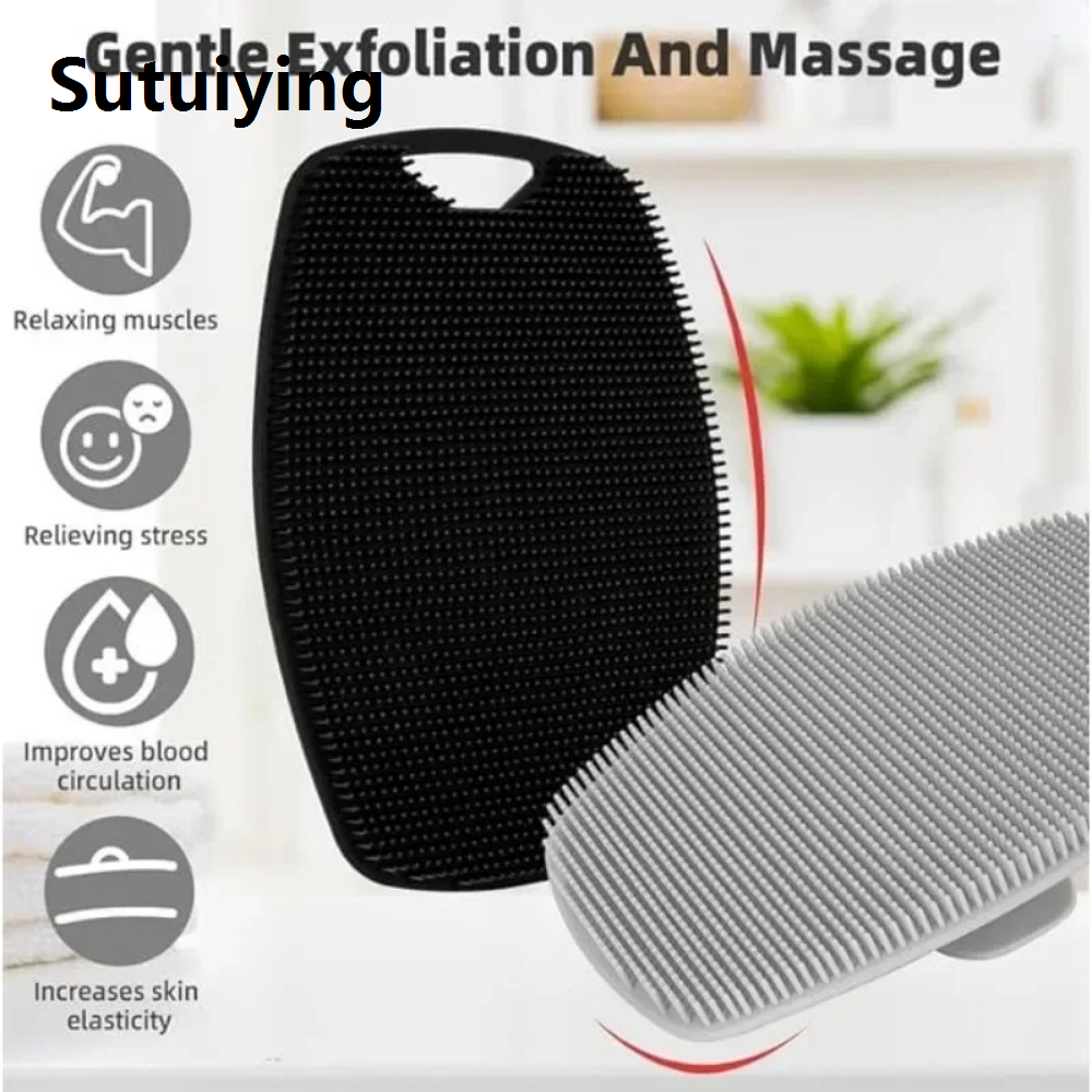 Sutuiying 1pc Soft Silicone Exfoliating Brush Cleanser Body Cleansing Scrubber Shower Gentle Massage Bath Brush For Men