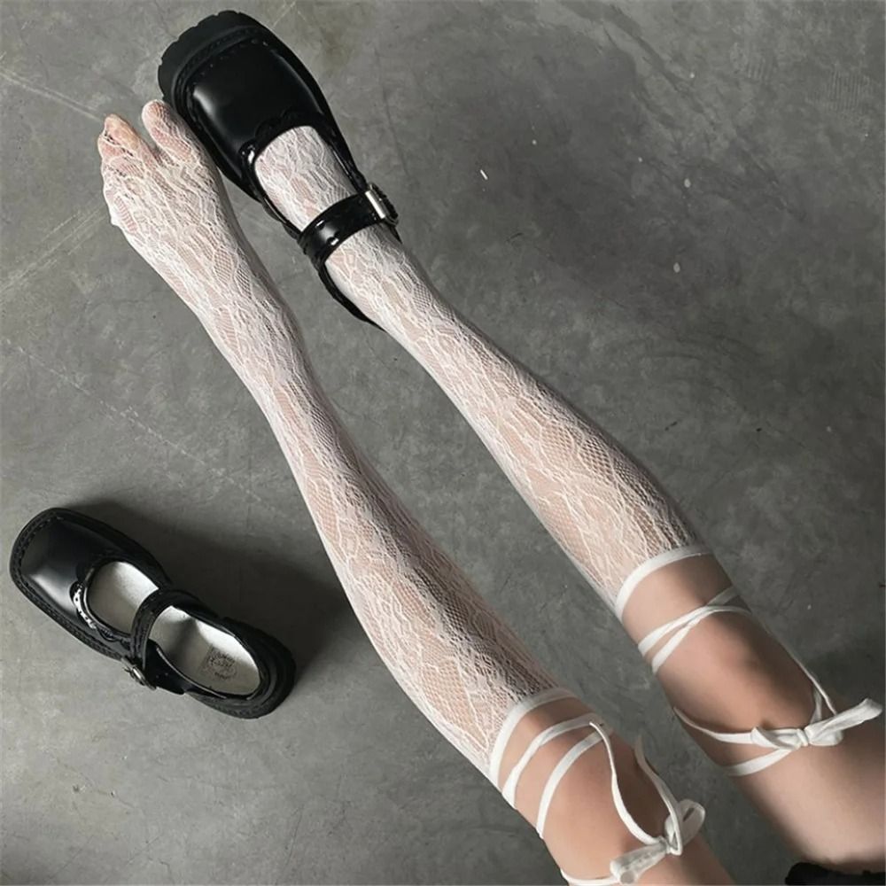 1 Pair New Cotton Lace Split Toe Socks Long Knee Lolita Jk Mid-calf Socks Japanese style Student Women Socks Girl