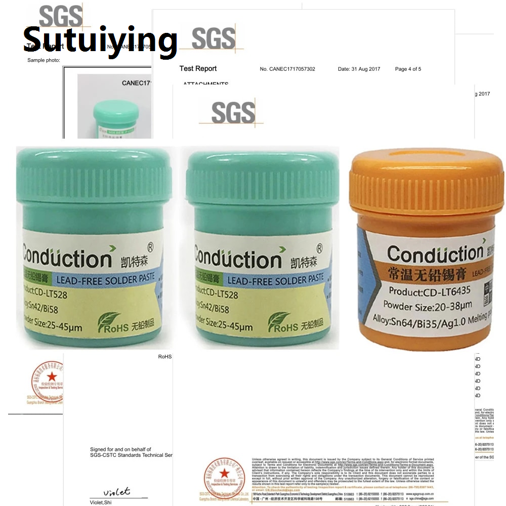 Sutuiying solder paste Lead-free solder paste maintenance soldering tin for iPhone slurry 138 183 260 degrees environmental protection CPU tin mud 55ghand tools
