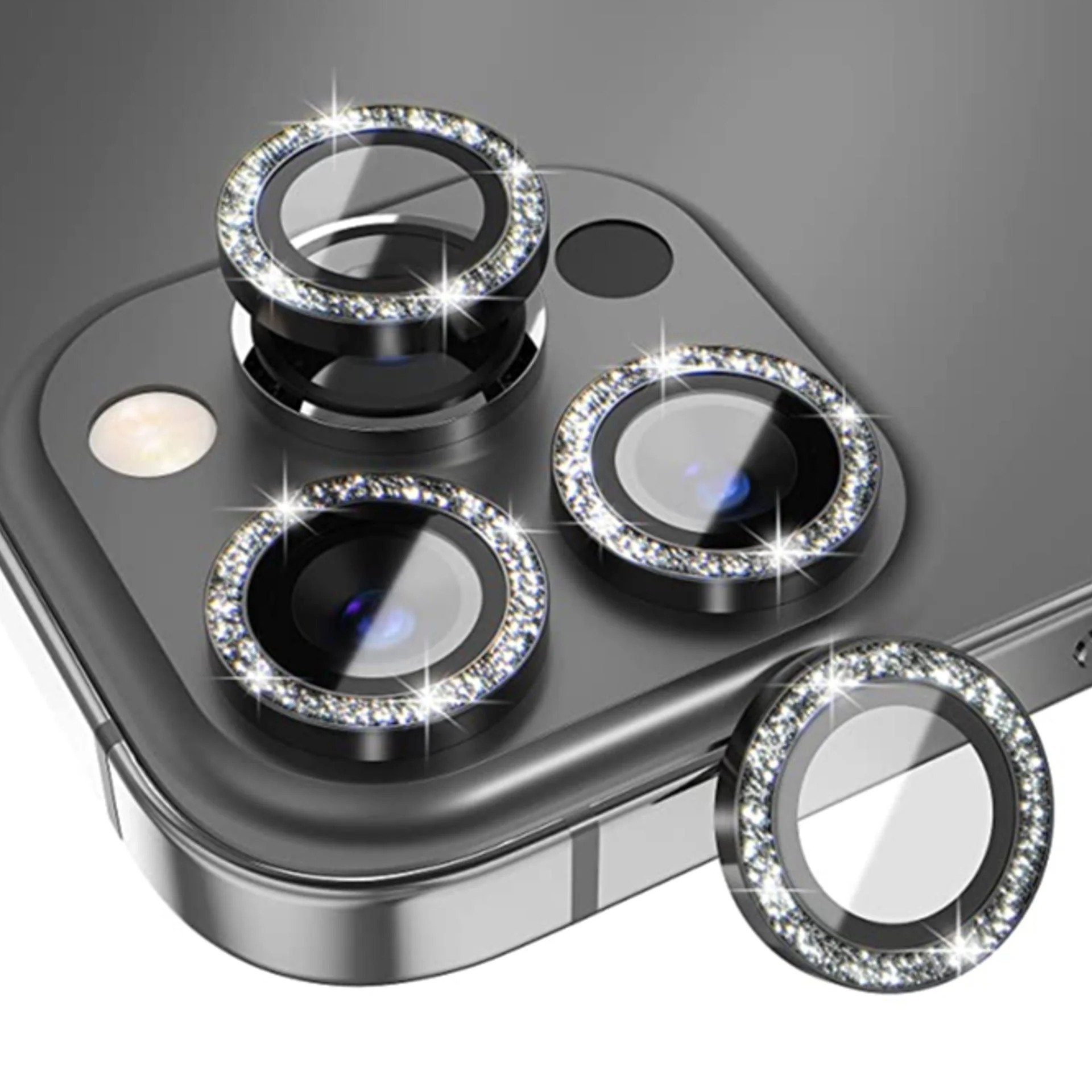 Sparkling Stone Studded Camera Ring Glass For iPhone 14 Pro / 14 Pro Max