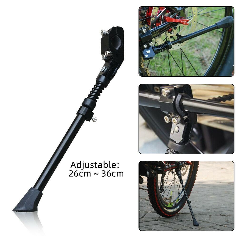 Durable Single Leg Kickstand Universal Mountain Bike Kickstand 26cm-36cm Black Aluminum Bicycle Kick Stand Aluminum Mountain Bike Support Frame MTB Road
