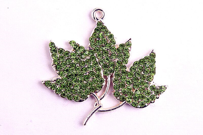 DISICHEN Luxury Kwoi Vita 40*45mm Large 10pcs Cheap Alloy Mapel Leaf Chunky Necklace Rhinestone Pendants Charms
