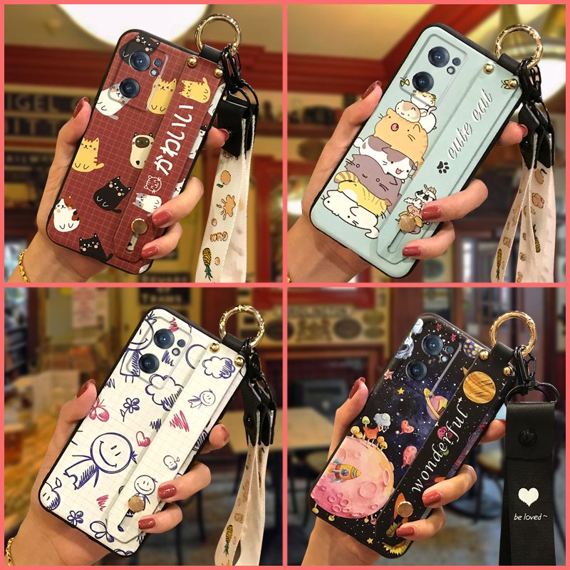 Lanyard Cute Phone Case For OPPO A79 5G 2023 Back Cover Phone Holder ring protective Durable phone pouch Cartoon
