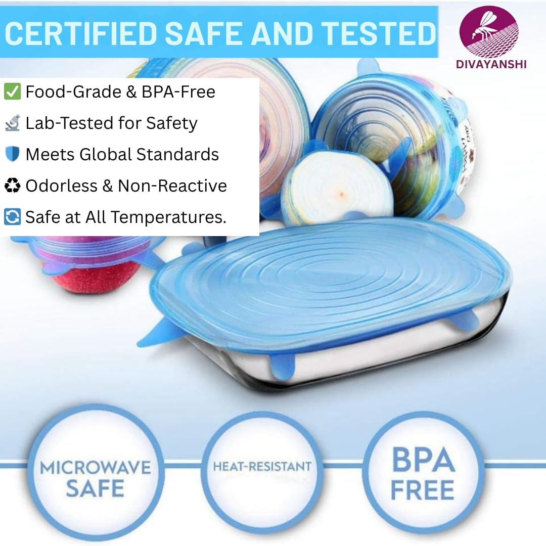 Vacuum Silicone Stretchable Reusable Food Cover Set of 6