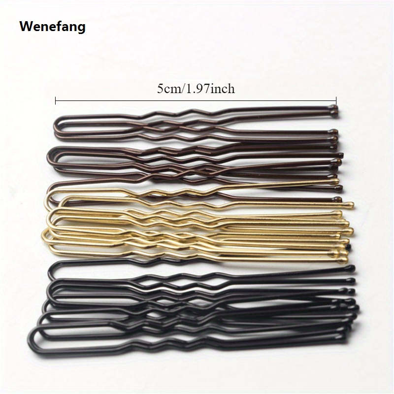 Wenefang 50 Pcs/Bag 5cm U Shaped Alloy Hairpins Waved Hair Clips Simple Original Metal Bobby Pins Barrettes Bridal Hairstyle Tool Hair Pins