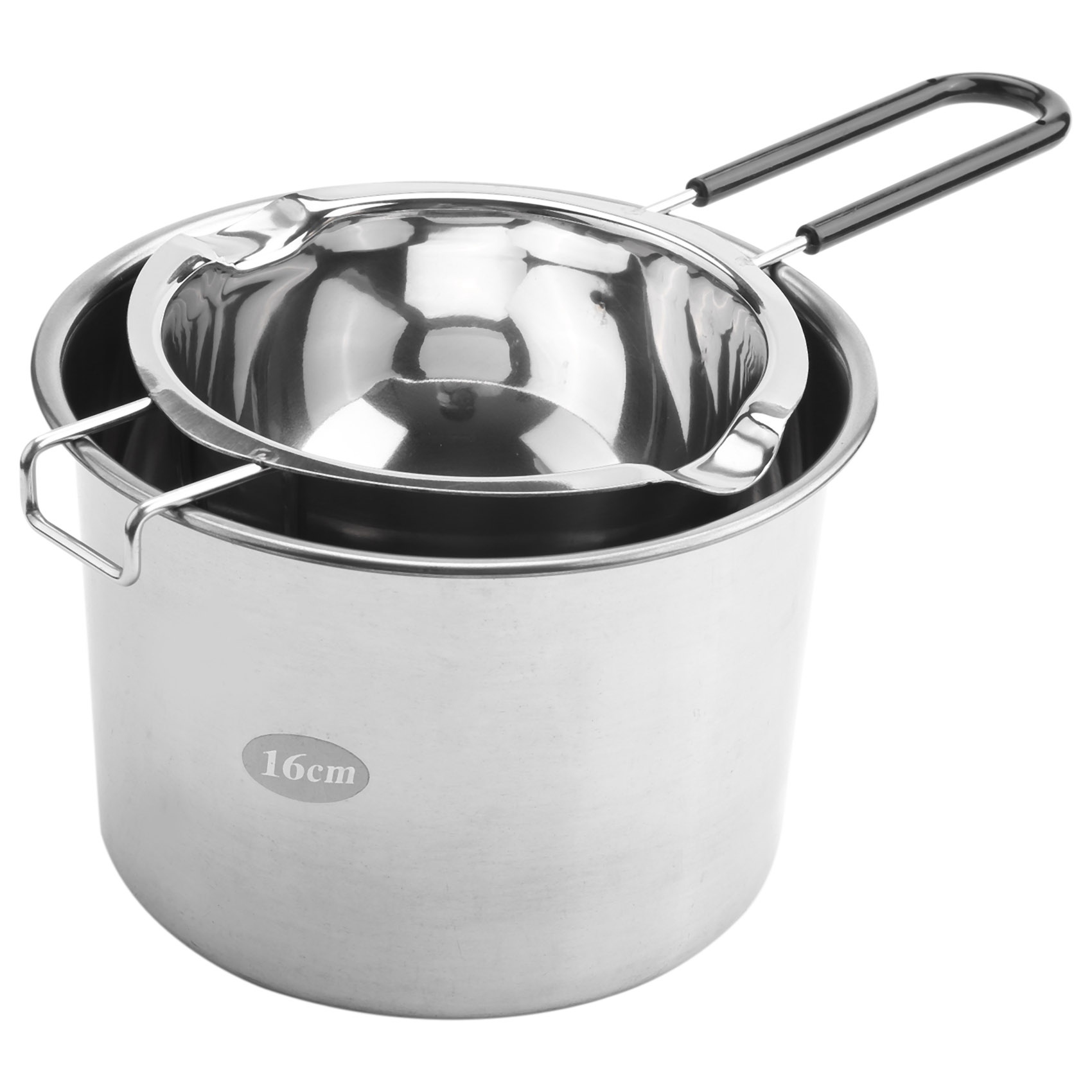 NAMUNY 2-Pack Stainless Steel Double Boiler, Heat-Resistant Handle for Chocolate, Butter, Cheese, Caramel and Candy- Steel Melting Pot, 2 Cup Capacity, Universal Pad
