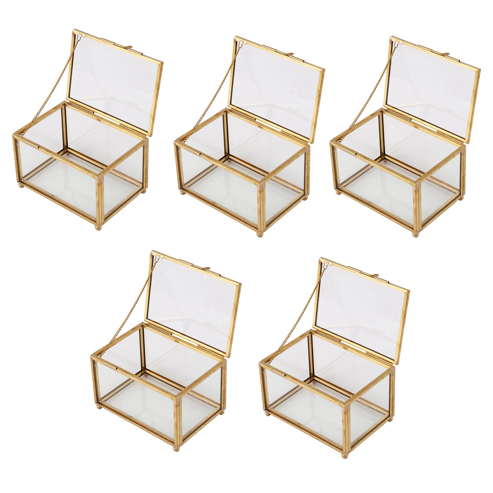 fasdaga 5X Geometric Glass Style Jewelry Box Table Container for Displaying Jewelry Keepsakes Home Container Ewelry Storage