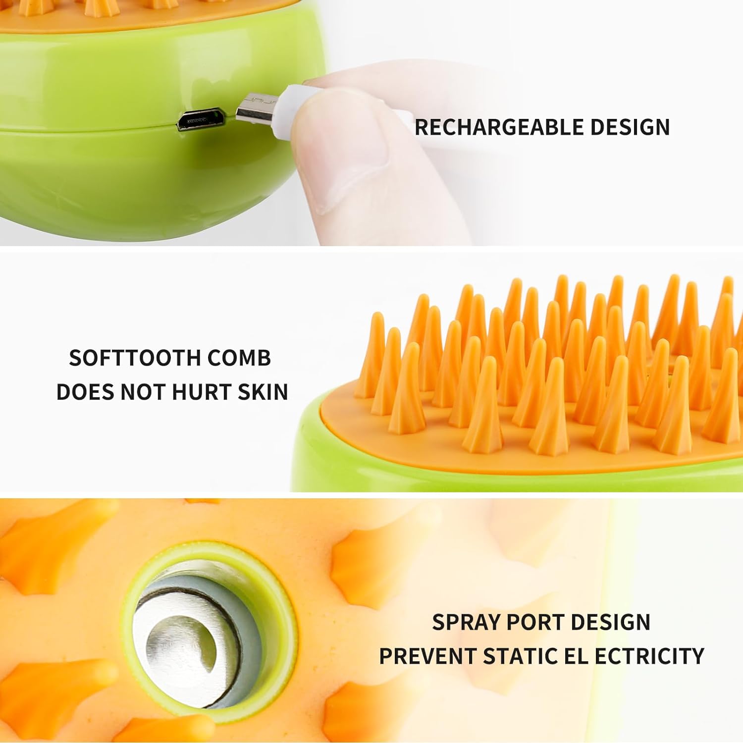 Cat Steamer Brush for Massage,Cat Grooming Brush Pet Hair Removal Comb for Cat and Dog (Color May Vary)