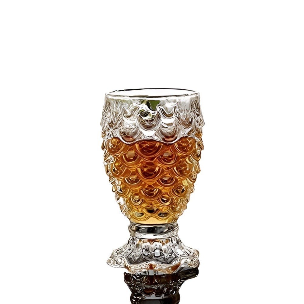 Fish Scales Decorative Pattern Special Drinking Glasses, Smoothies Dessert Cup 3D Mermaid Fish Tail Cocktail Glass For Bar- Set of 6