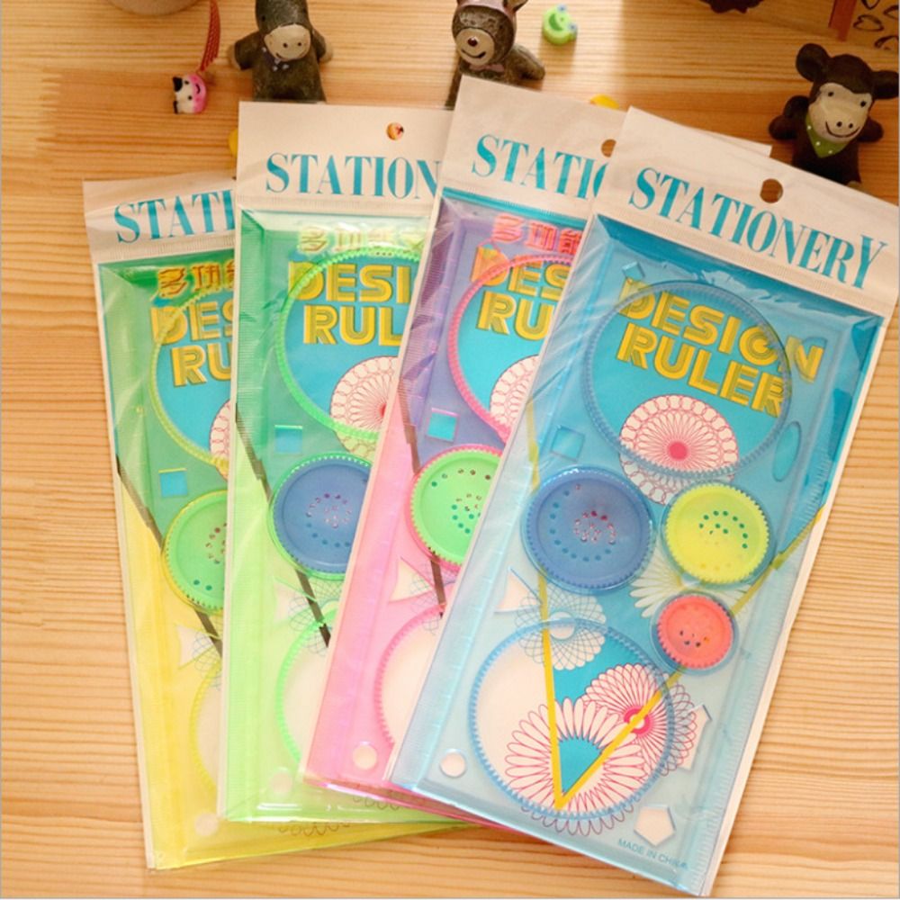 1 pc Cute Spirograph Metric Ruler Geometric Ruler Multifunctional School Supplies High Appearance Plastic Cartoon Stationery Student