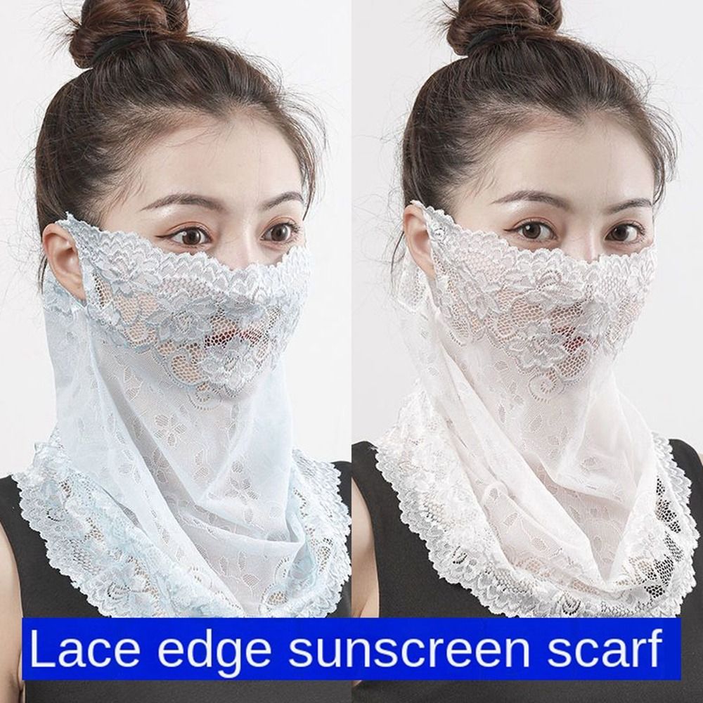 New Lace Sunscreen Face Scarf Anti-UV Washable Neck Mask Comfortable UV Protection Ear Headband Scarf Women Men