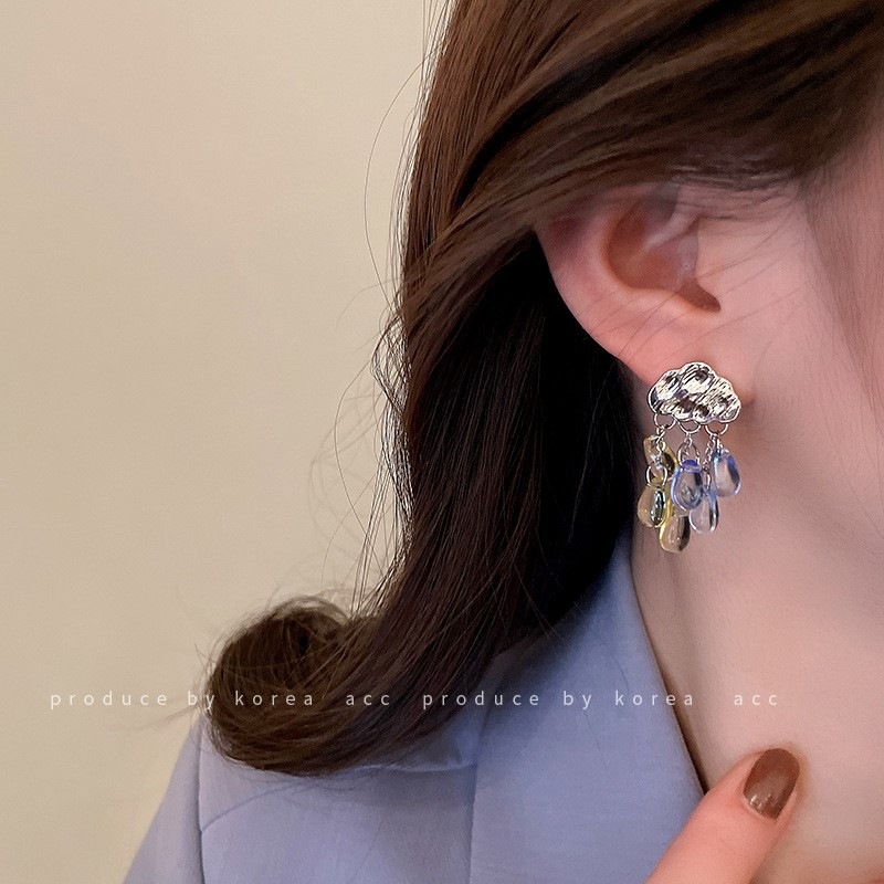 【Best Price Guaranteed】2023 new fashion flower cloud water drop tassel earrings female versatile cute Japanese girl student earrings