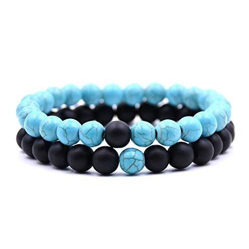 Magnetic Couple Bracelets Best Friends Matching Handmade Turquoise Stone Beaded Bracelet Set Adjustable Unisex Jewelry Gift For Love Friendship Daily Wear Nepal