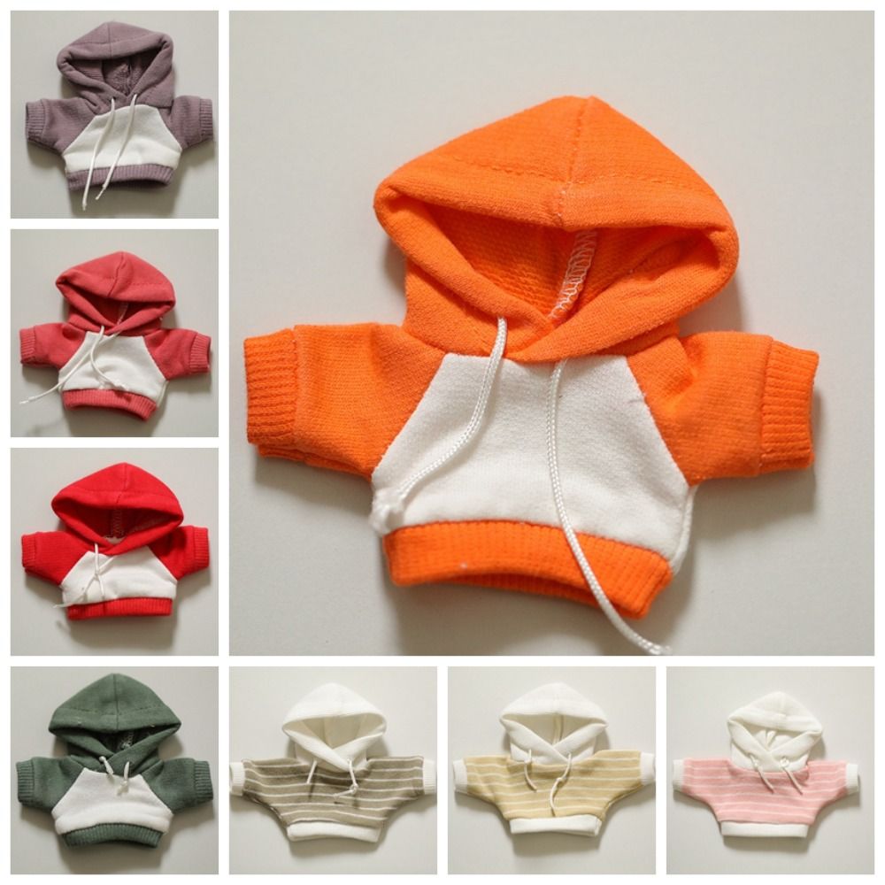 Hoodie T-shirt Doll Cotton Doll Clothes Undershirt Solid Color Stripe 12cm Plush Doll Clothes Sweater Hoodie No Attributes Doll Clothes Cotton Doll