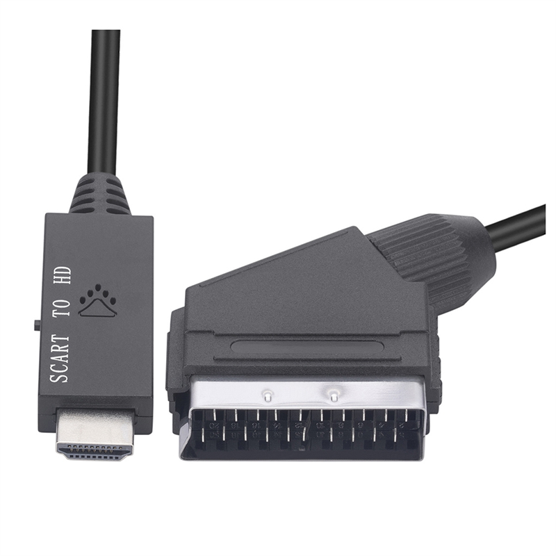 Superior Scart Male to HD Female 1080P -Compatible Converter for Enhanced Visuals on HDTV/DVD/PC, 1M