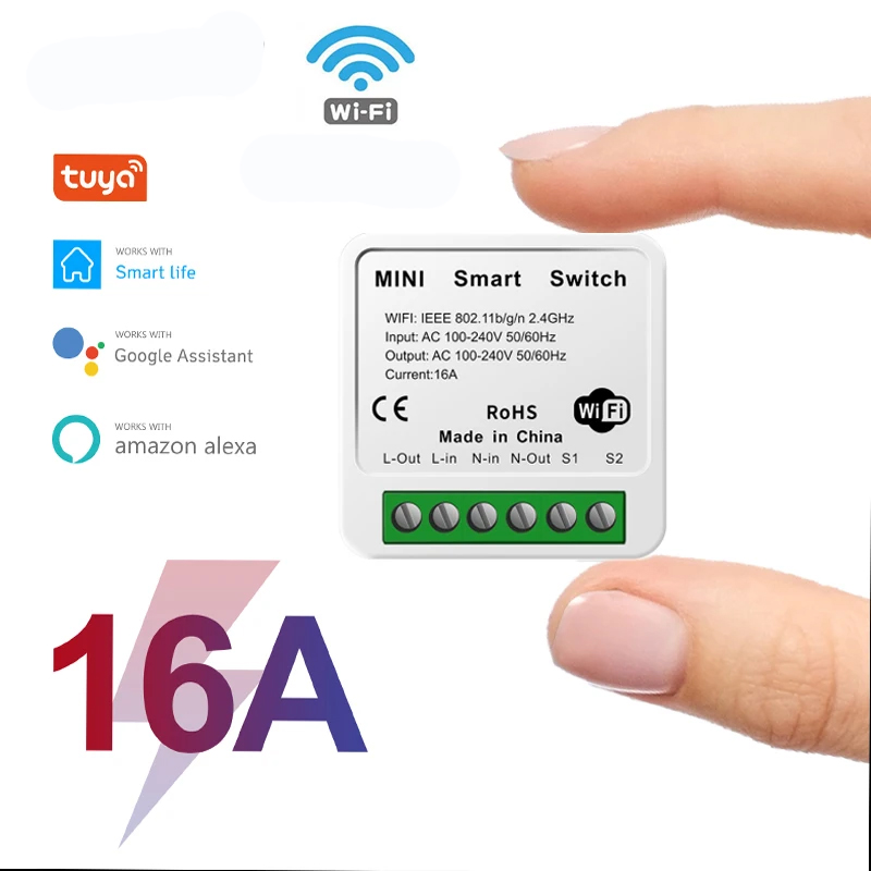 Vylon Szaoju 16A Wifi Mini Smart Switch Wireless DIY Light Switches 2 Way Control Smart Home Tuya Smart Life Alexa Alice Google Home