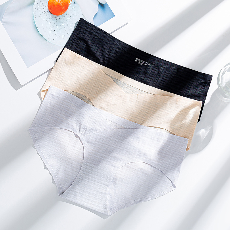 Ice silk maternity underwear women's traceless summer thin mid-trimester low-waisted abdominal support cotton antibacterial crotch pregnant briefs