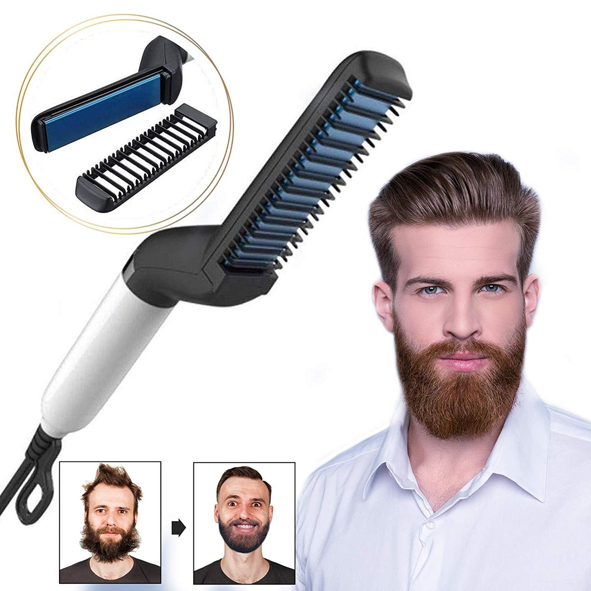 Professional Beard Straightener Multi Functional Hair Comb Straighter/Curling Brush Comb For Men and Boys