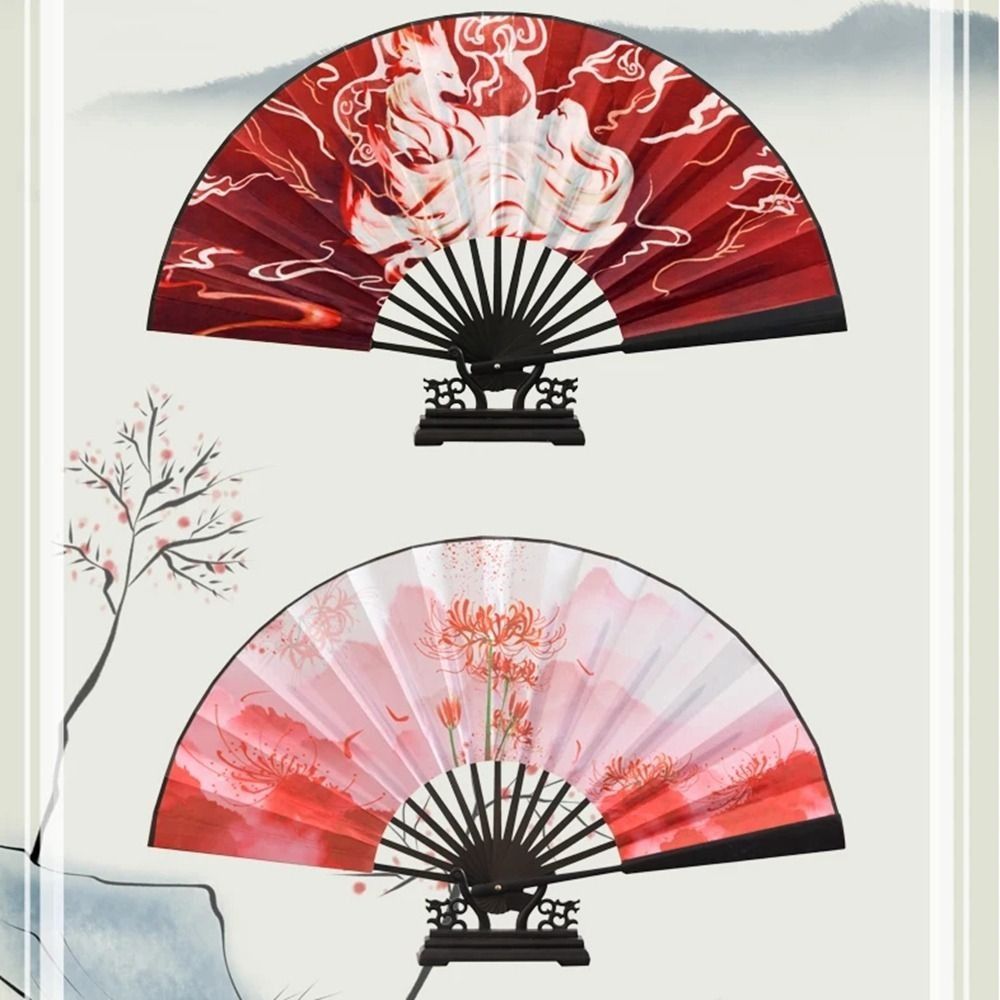 Daily decorative Large Chinese Style Folding Fan Bamboo Durable Ancient Legends Folding Fan Portable Shanhaijing Dance Hand Fan Women