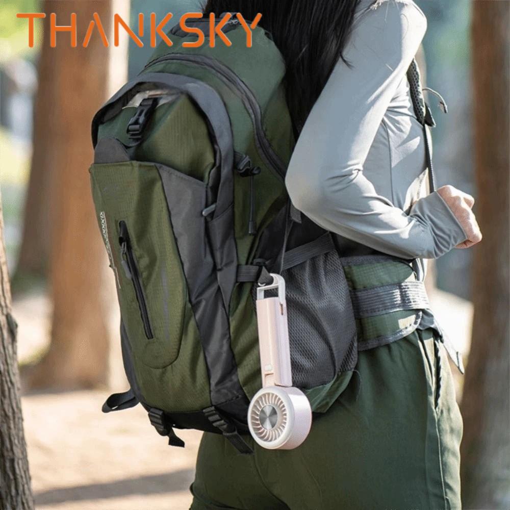 High Wind Power High Speed Mini Electric Fan Foldable Design Carabiner Handheld Fan Petite Rechargeable Turbo Fan Dormitory Use