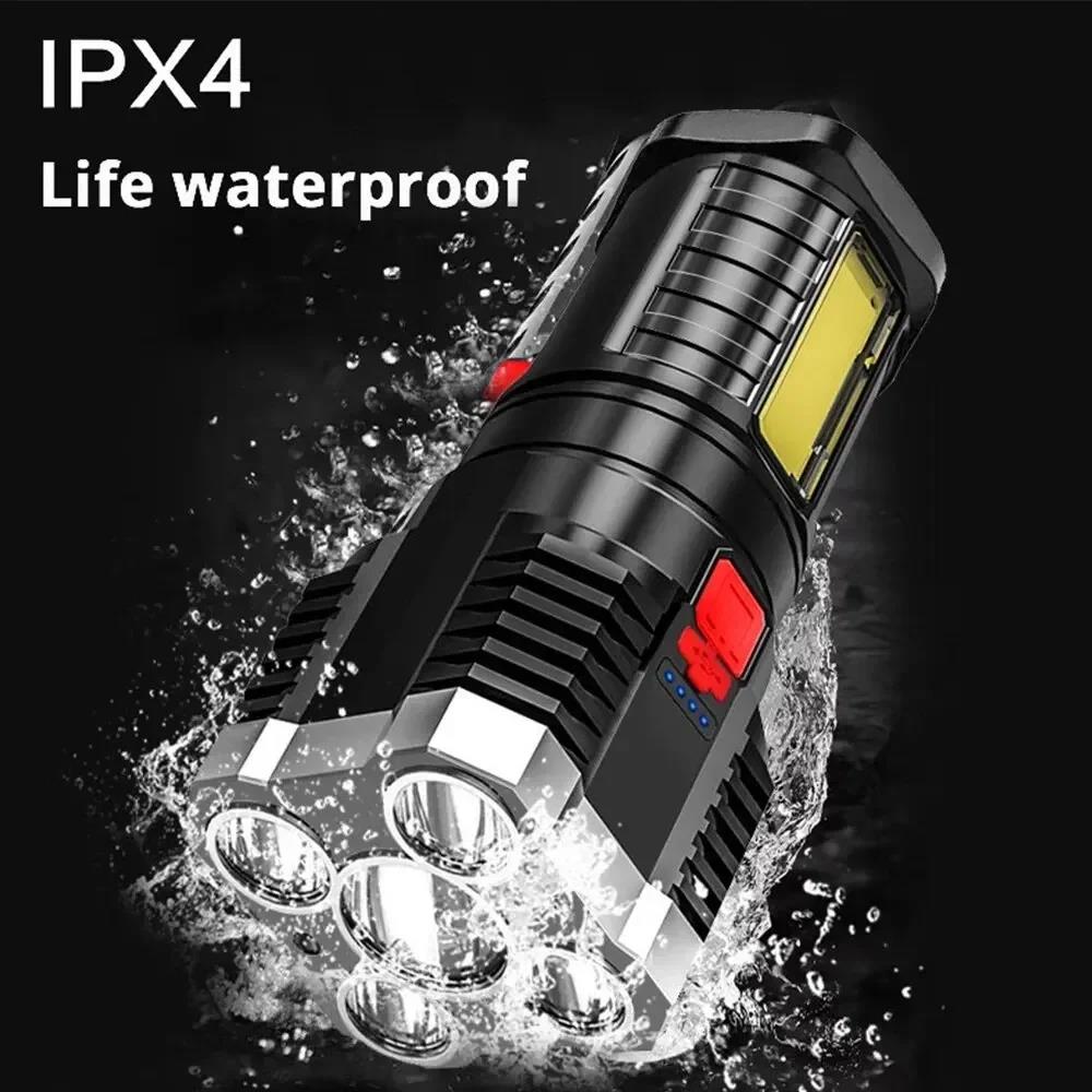 Original 5LED High Power Led Flashlights Rechargeable Camping Spotlight with Side Light 3 Lighting Modes for Camping Adventure Outdoor