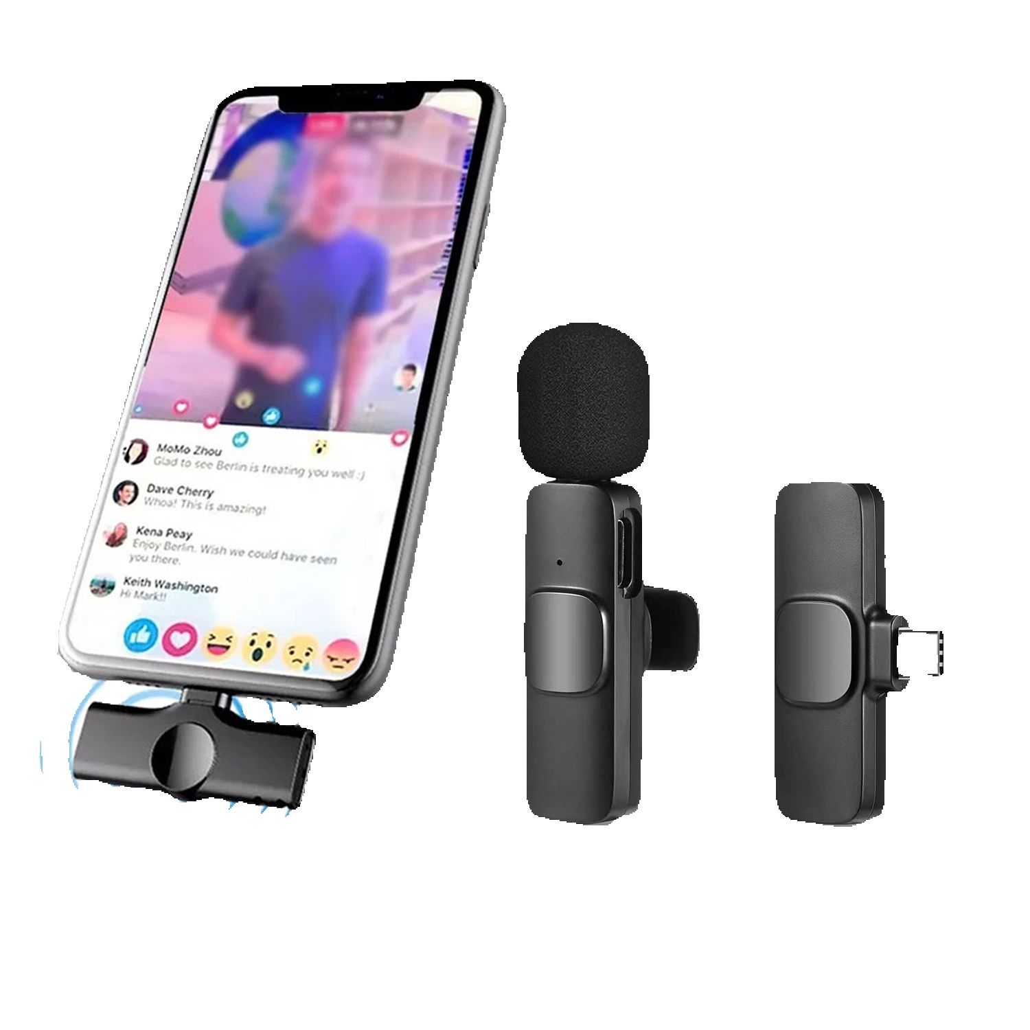 High Range Wireless Microphone With TYPE-C Port Receiver