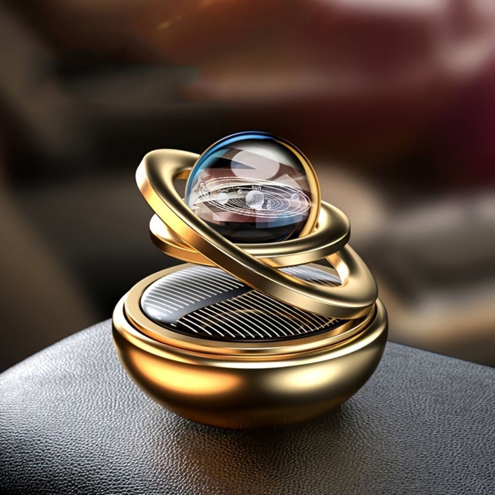 Practical Aromatherapy Function Aluminum Alloy Material Car Perfume Diffuser Star Suspension Design Automatic Rotation Vehicle Air Freshener Solar Powered Compact Modern Appearance Solar Rotating Diffuser Driving Environment