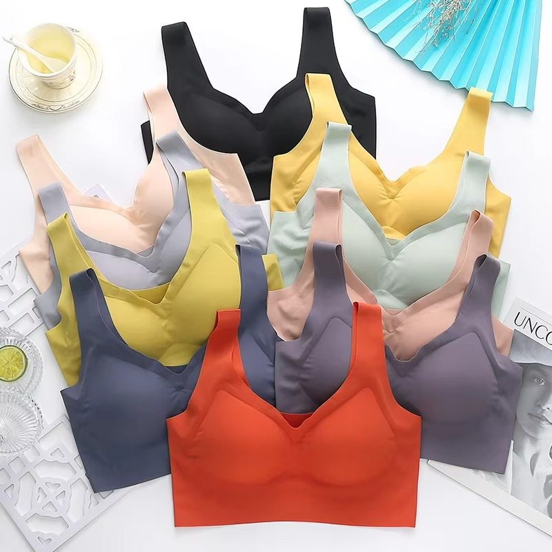 1 Piece Summer Ice Silk Ultra-Thin Seamless Bra Vest for Women - Large Size Wireless Back Shaping Bra, Anti-Sagging Support for Big Bust, Lightweight Cooling Lingerie for Everyday Comfort - Bra For Girls