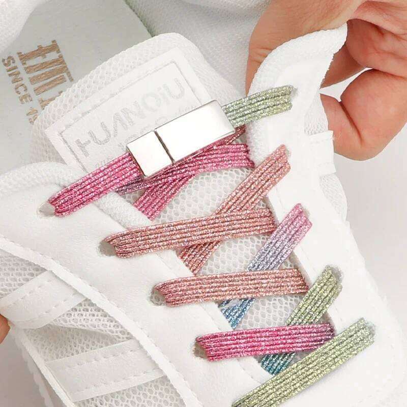 1 Pair Flat Shoe Laces for Sneakers Elastic Shoelaces Without Tie Convenient Quick on And Off Lazy Shoelace Accessories