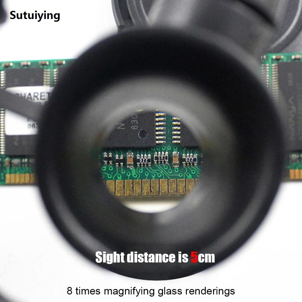 Sutuiying LED Magnifier Glass Loupes 8X/15X/23X Lens Reading Repair Magnifying High Quality Eyewear Observation Loupe for Coin Stamps Jewelry