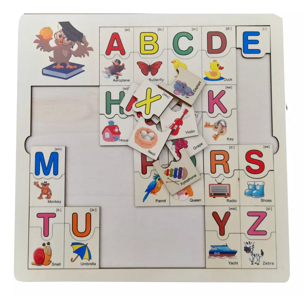 Wooden ABC Alphabets with Letters & Picture Wooden Puzzle Toy for Kids Wooden Toy