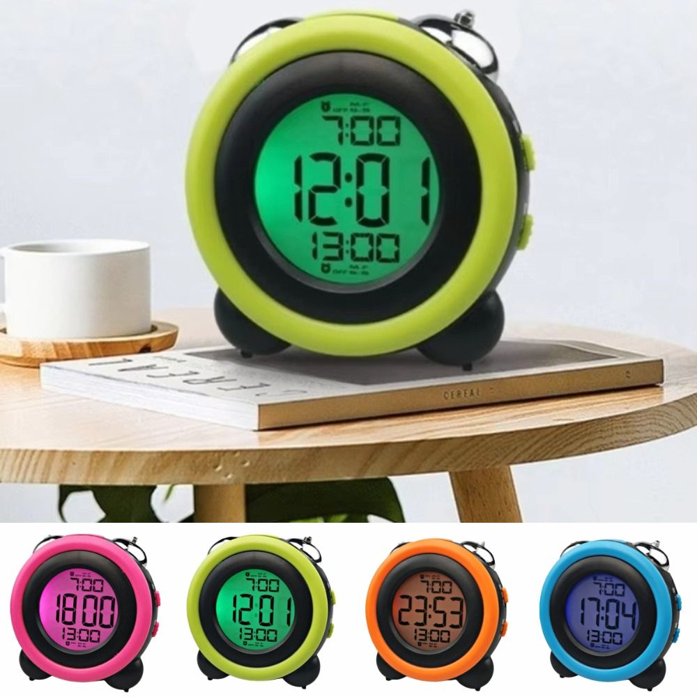 Portable Twin Bell Digital Alarm Clock Noctilucent LED Display Smart Alarm Clock Super Loud Temperature Display Desktop Alarm Clock For Students