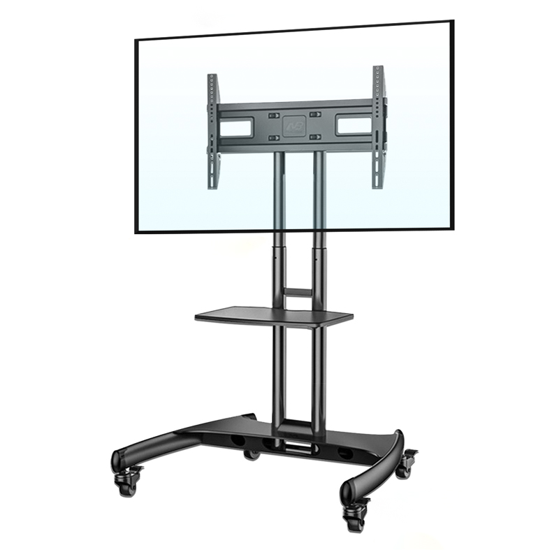 Portable TV Cart Height Adjustable - 32 to 75 Inch Mobile TV Stand with Webcam Shelf/Wheels, Floor Trolley for School/Office