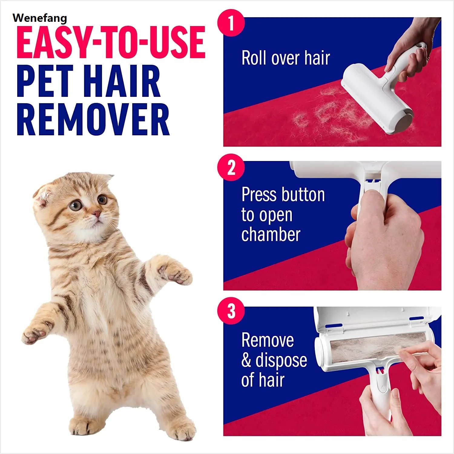 Wenefang transparent bag Pet Hair Remover Roller - Dog Cat Fur Remover with Self-Cleaning Base - Efficient Animal Hair Removal Tool - Perfect for Furni