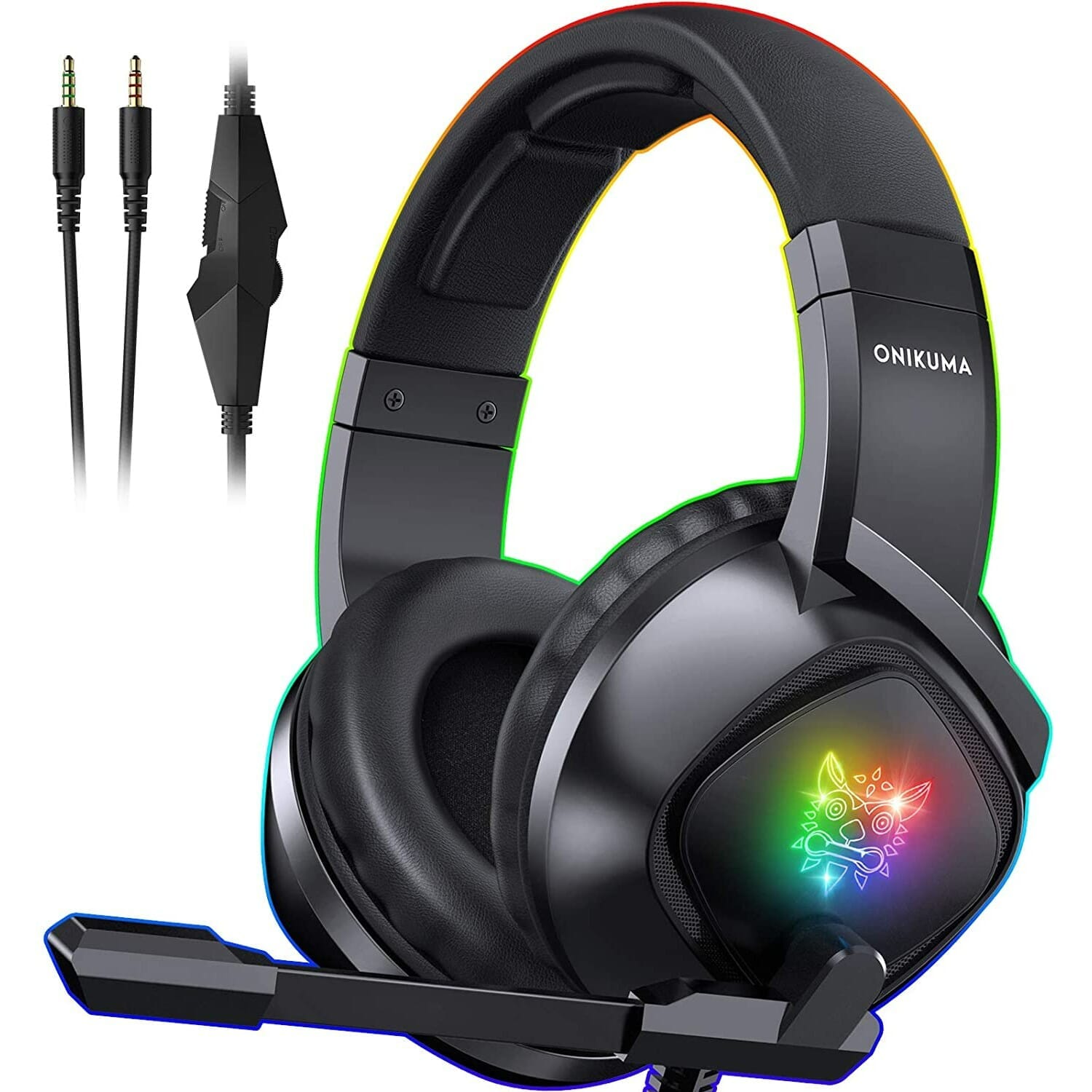 Onikuma K19 Gaming Headset With Microphone For Ps4, Xbox One, Laptop, Tablet, Phone, With RGB Led Lights Earphone