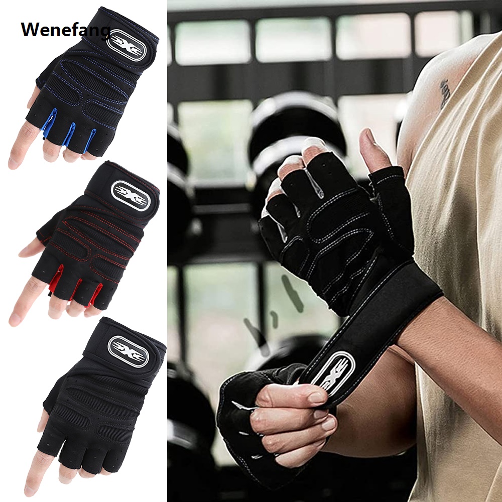 Wenefang 1Pair Weight Lifting Gym Workout Gloves with Wrist Wrap Support Palm Fifty percent discount Protection Weightlifting Training Fitness Exercise Pull Ups