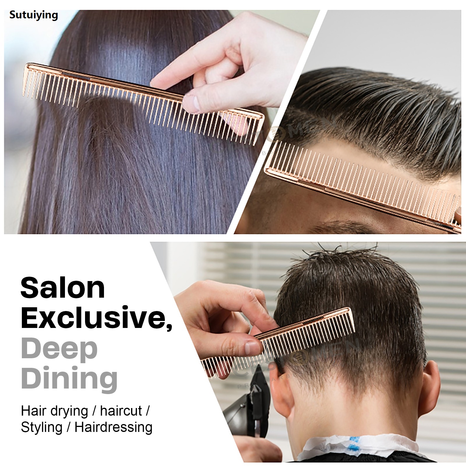 Sutuiying New Aluminium Hair Styling Comb Women Smooth Hairdressing Comb Professional Fashion Barber Haircut Combs For Men Salon Hairdresser Tools