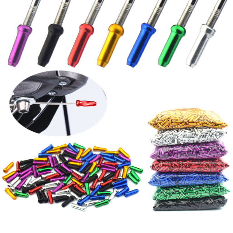 50pcs Aluminum Bicycle Brake Wire End Caps Road Bike Brake Cable Cap Wire End Cap For Brake Shift Derailleur Cable CF8