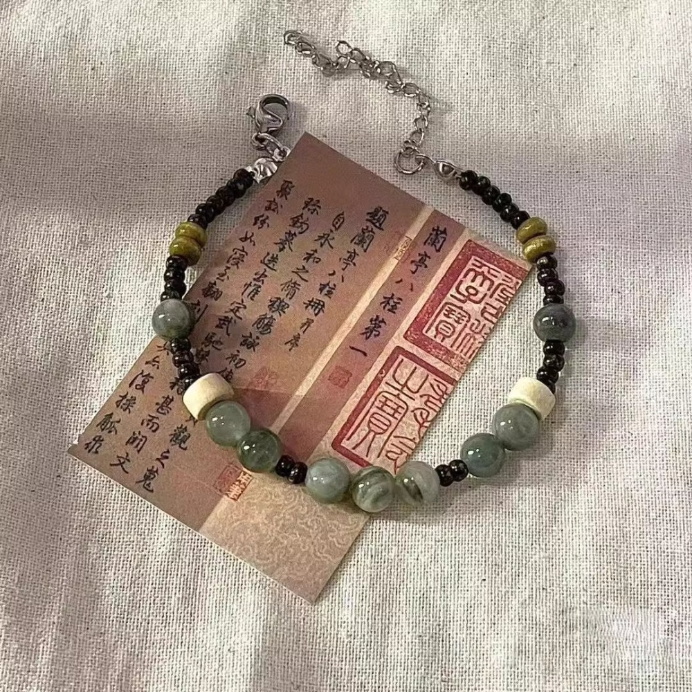 New Bamboo Beads Chinese Style Beaded Bracelet Vintage Chinese Style Bamboo Beaded Bracelet Beaded Antique Bracelet